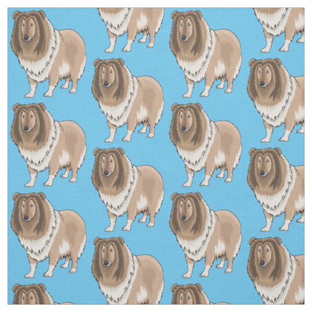 Rough collie dog cartoon illustration  fabric (Swatch)