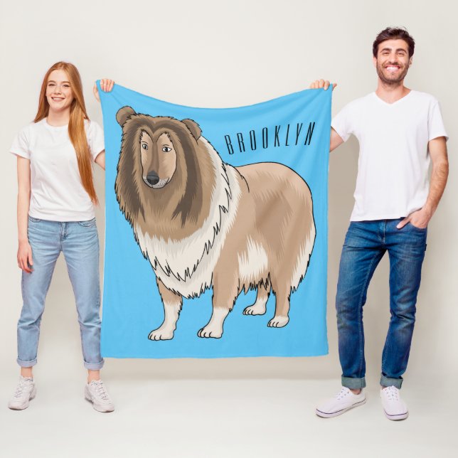 Rough collie dog cartoon illustration  fleece blanket (In Situ)