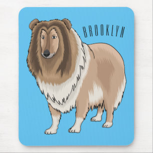 Rough collie dog cartoon illustration mouse pad