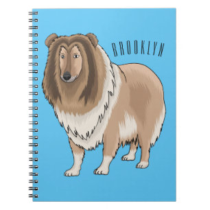 Rough collie dog cartoon illustration notebook