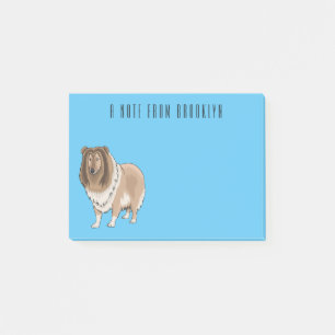 Rough collie dog cartoon illustration post-it notes
