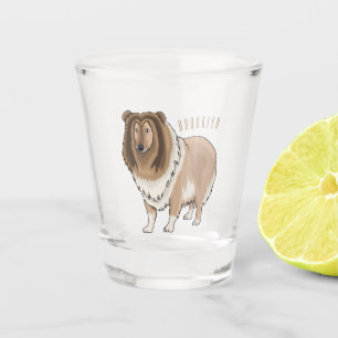 Rough collie dog cartoon illustration shot glass