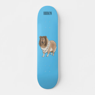 Rough collie dog cartoon illustration  skateboard