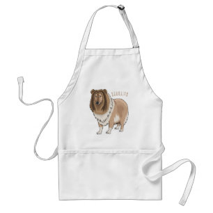 Rough collie dog cartoon illustration  standard apron