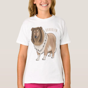 Rough collie dog cartoon illustration T-Shirt
