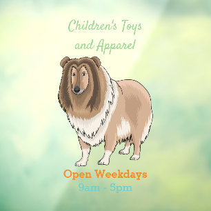 Rough collie dog cartoon illustration window cling