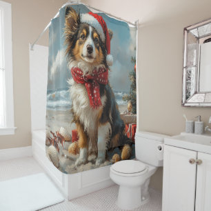 Rough Collie Dog Christmas Vintage Beach 