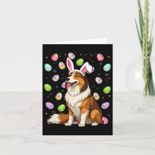 Rough Collie Dog Easter Egg Hunt Bunny Ear Easter  Card
