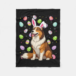 Rough Collie Dog Easter Egg Hunt Bunny Ear Easter Fleece Blanket