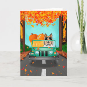 Rough Collie Dog Fall Pumpkin Card