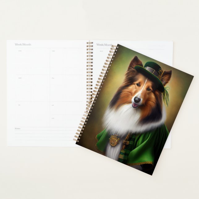 Rough Collie Dog in St. Patrick's Day Dress Planner (Display)