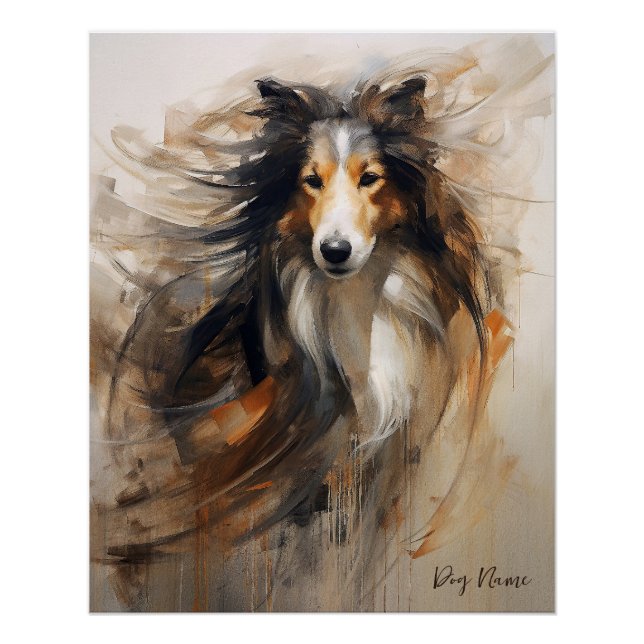 Rough Collie Dog in the wind 002 - Yacobsen Derosa Poster (Front)