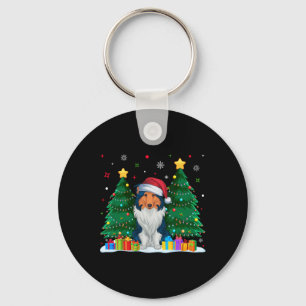 Rough Collie Dog Lovers Santa Hat Ugly Christmas S Keychain