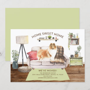Rough Collie Dog Moving Announcement