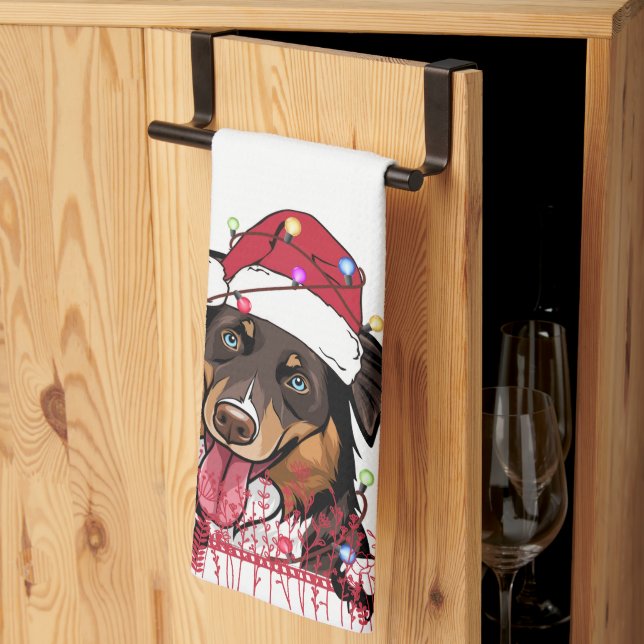 Rough Collie Dog Personalized Christmas Gift Kitchen Towel (Thirds Fold)