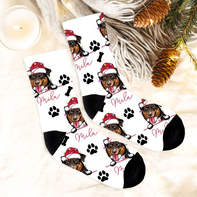 Rough Collie Dog Personalized Christmas Gift Socks (Creator Uploaded)