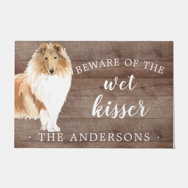 Rough Collie Dog Personalized Door Mat (Front)