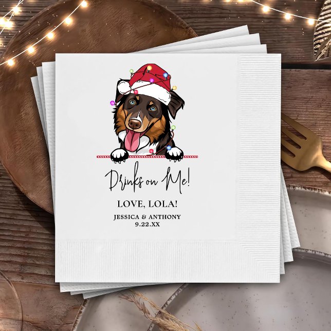 Rough Collie Dog Personalized Drinks on Me Napkin (Creator Uploaded)