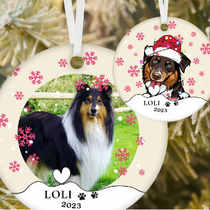 Rough Collie Dog Personalized Hand Drawing Ceramic Ornament