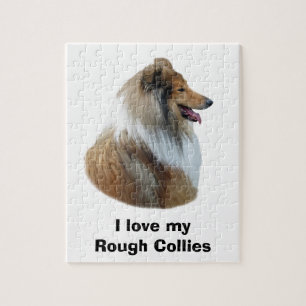 Rough Collie dog portrait photo Jigsaw Puzzle
