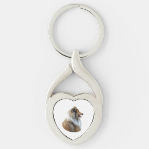 Rough Collie dog portrait photo Keychain