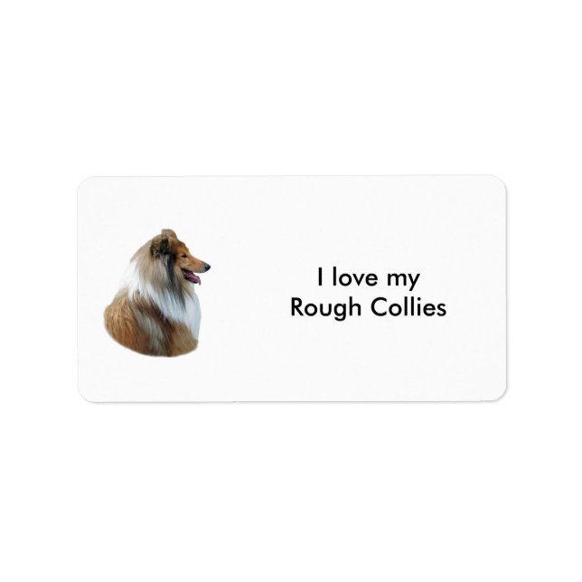 Rough Collie dog portrait photo Label (Front)