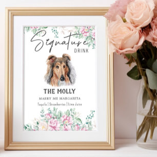 Rough Collie Dog Signature Drink Sign