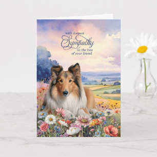 Rough Collie Dog with Wildflowers Pet Sympathy Card