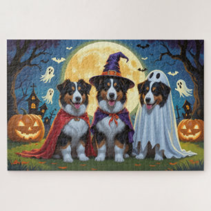 Rough Collie Dogs Pumpkin Halloween Funny Jigsaw Puzzle