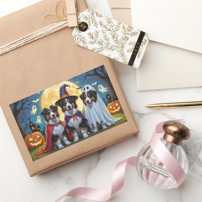 Rough Collie Dogs Pumpkin Halloween Funny Sticker (Gifting)