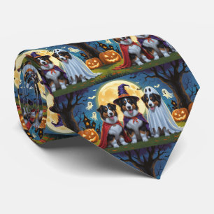 Rough Collie Dogs Pumpkin Halloween Funny Tie