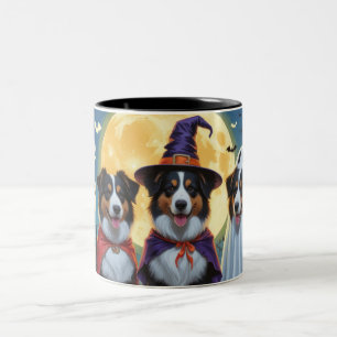 Rough Collie Dogs Pumpkin Halloween Funny Two-Tone Coffee Mug