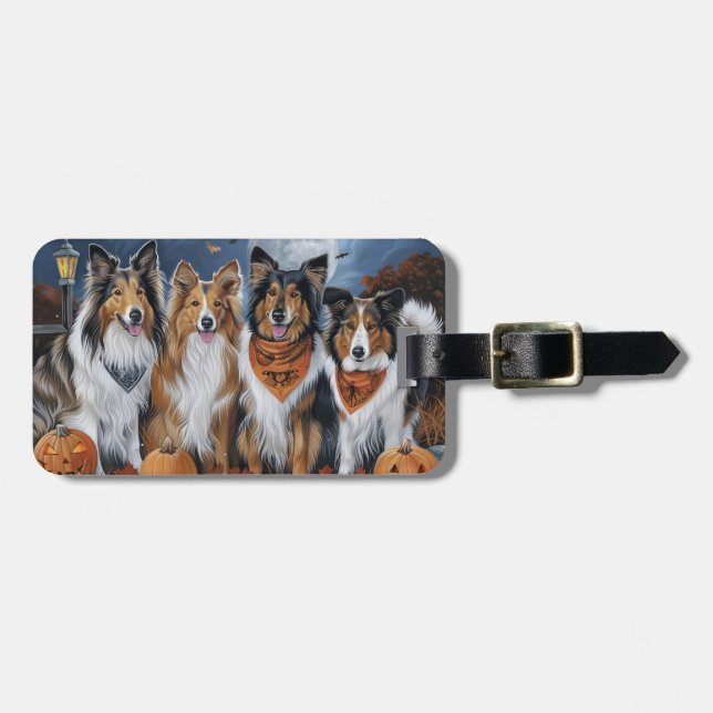 Rough Collie Halloween Spooky Luggage Tag (Front Horizontal)