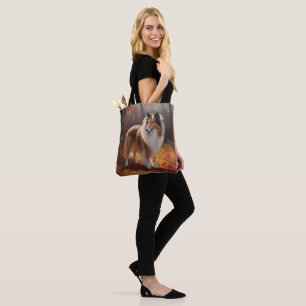 Rough Collie in Autumn Leaves Fall Inspire Tote Bag