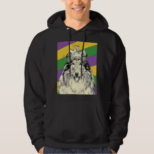 Rough Collie Jester  Mardi Gras Dog Mom or Dad Hoodie