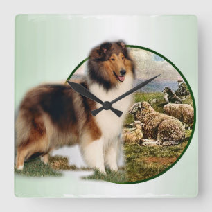Rough Collie Keeper of the Sheep Square Wall Clock