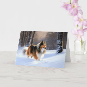 Rough Collie Let It Snow Christmas Card