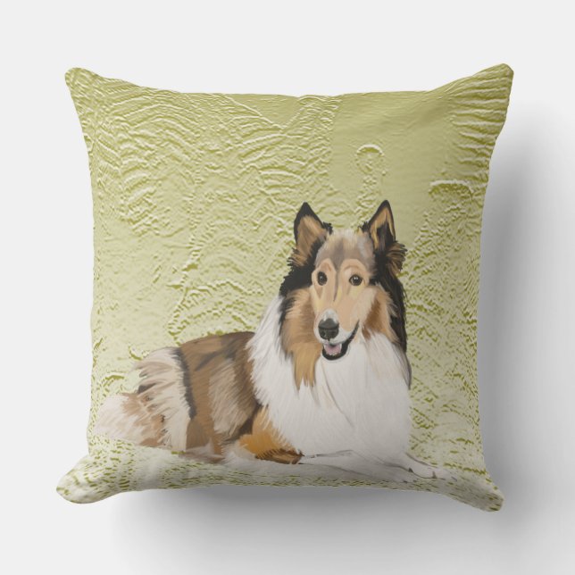 Rough Collie, Long Haired Collie Throw Pillow (Front)