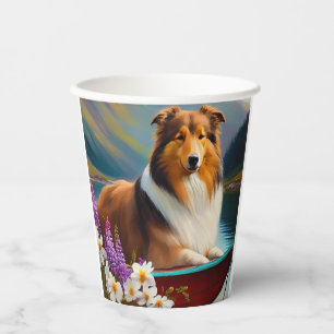 Rough Collie on a Paddle: A Scenic Adventure Paper Cups