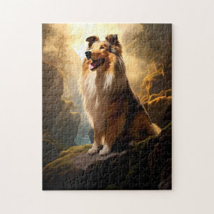 Rough Collie on Mountain Puzzle. Jigsaw Puzzle
