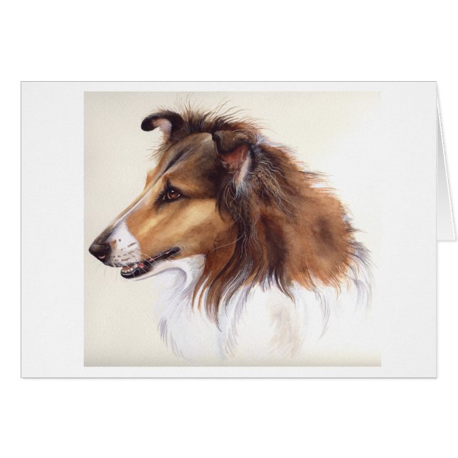 Rough Collie Painted in Watercolour (Front Horizontal)
