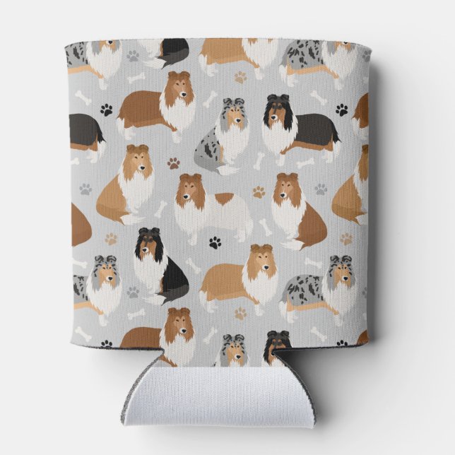 Rough Collie Paws and Bones Can Cooler (Back)