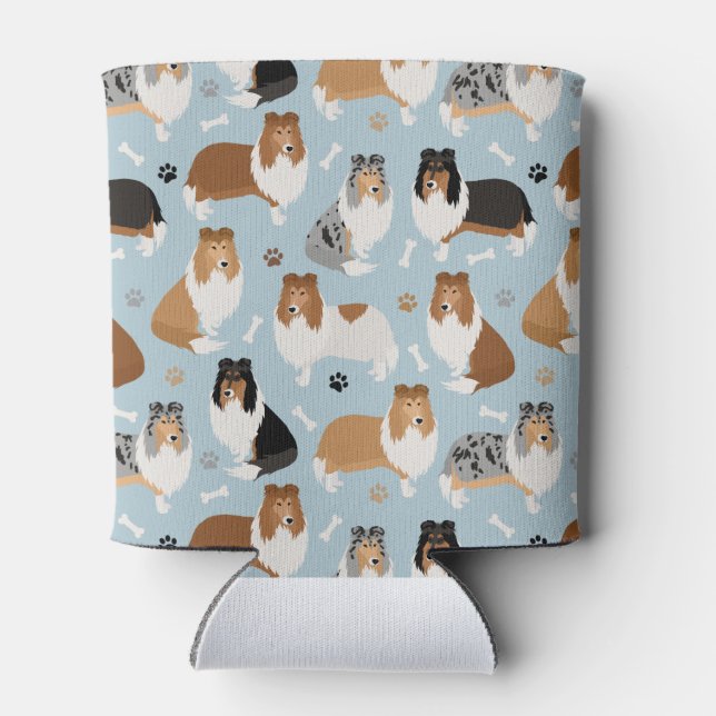 Rough Collie Paws and Bones Can Cooler (Back)