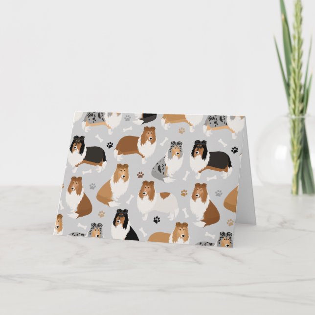 Rough Collie Paws and Bones Card (Front)