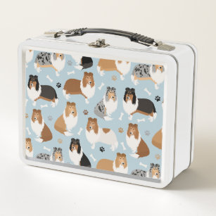 Rough Collie Paws and Bones Metal Lunch Box