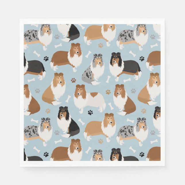 Rough Collie Paws and Bones Napkin (Front)