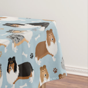 Rough Collie Paws and Bones Tablecloth