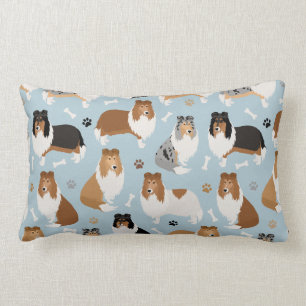Rough Collie Paws and Bones Throw Pillow