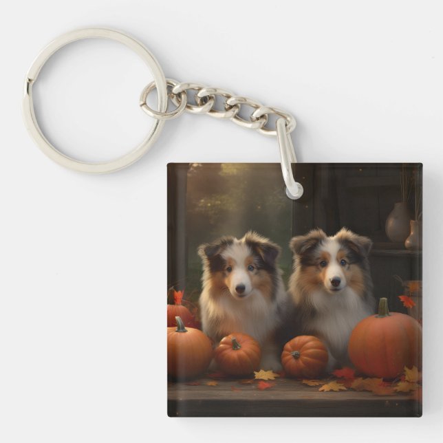Rough Collie Puppy Automne Citrouille de plaisir (Devant)