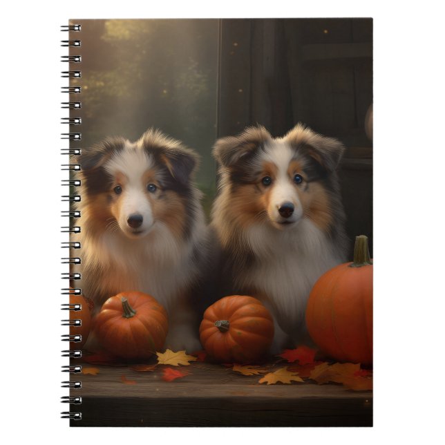 Rough Collie Puppy Autumn Delight Pumpkin  Notebook (Front)